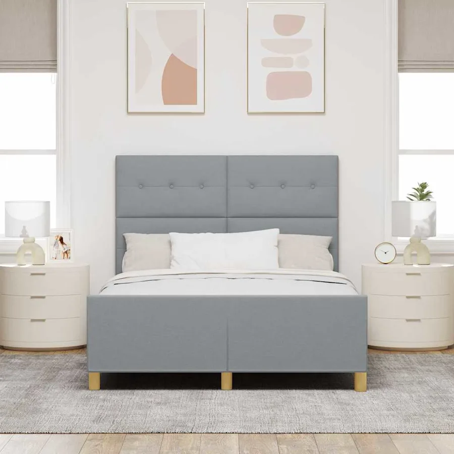 Cadre de lit avec tête de lit Gris clair 140 x 200 cm tissu - 3