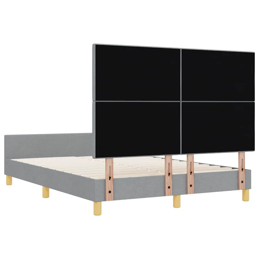 Cadre de lit avec tête de lit Gris clair 140 x 200 cm tissu - 9