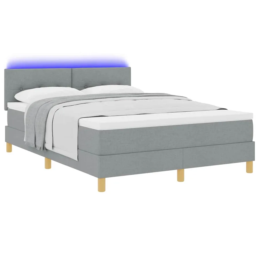 Lit à ressort LED avec bandes LED Gris clair 140 x 200 cm tissu - 3