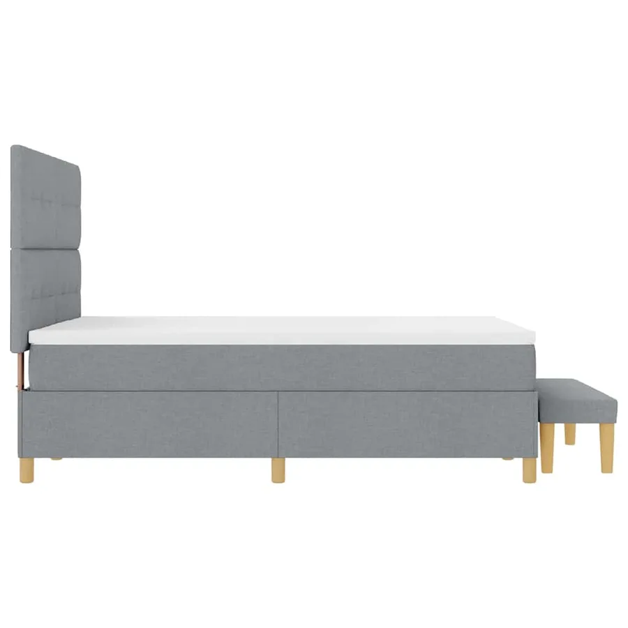 Lit à ressorts avec tête de lit Gris clair 190 x 140 cm tissu - 9