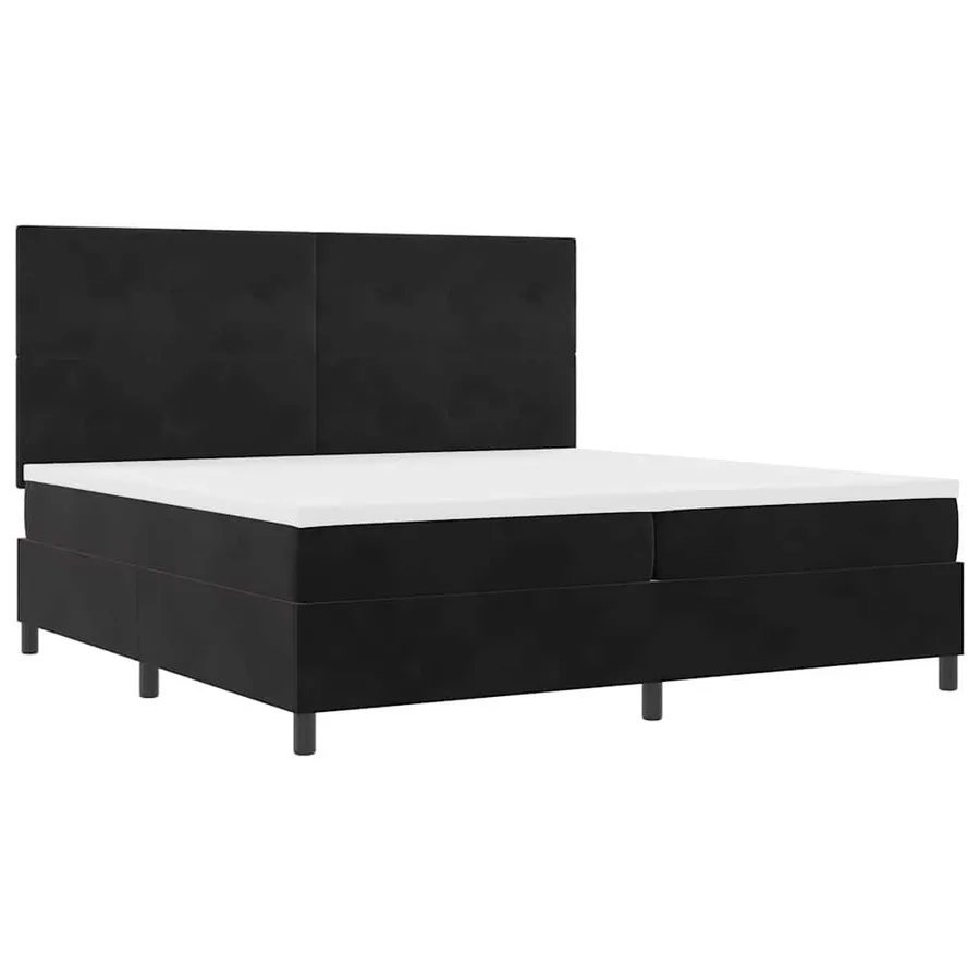 Lit à ressort LED avec tête de lit Noir 200 x 200 cm Velours - 6