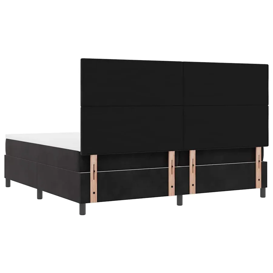 Lit à ressort LED avec tête de lit Noir 200 x 200 cm Velours - 8