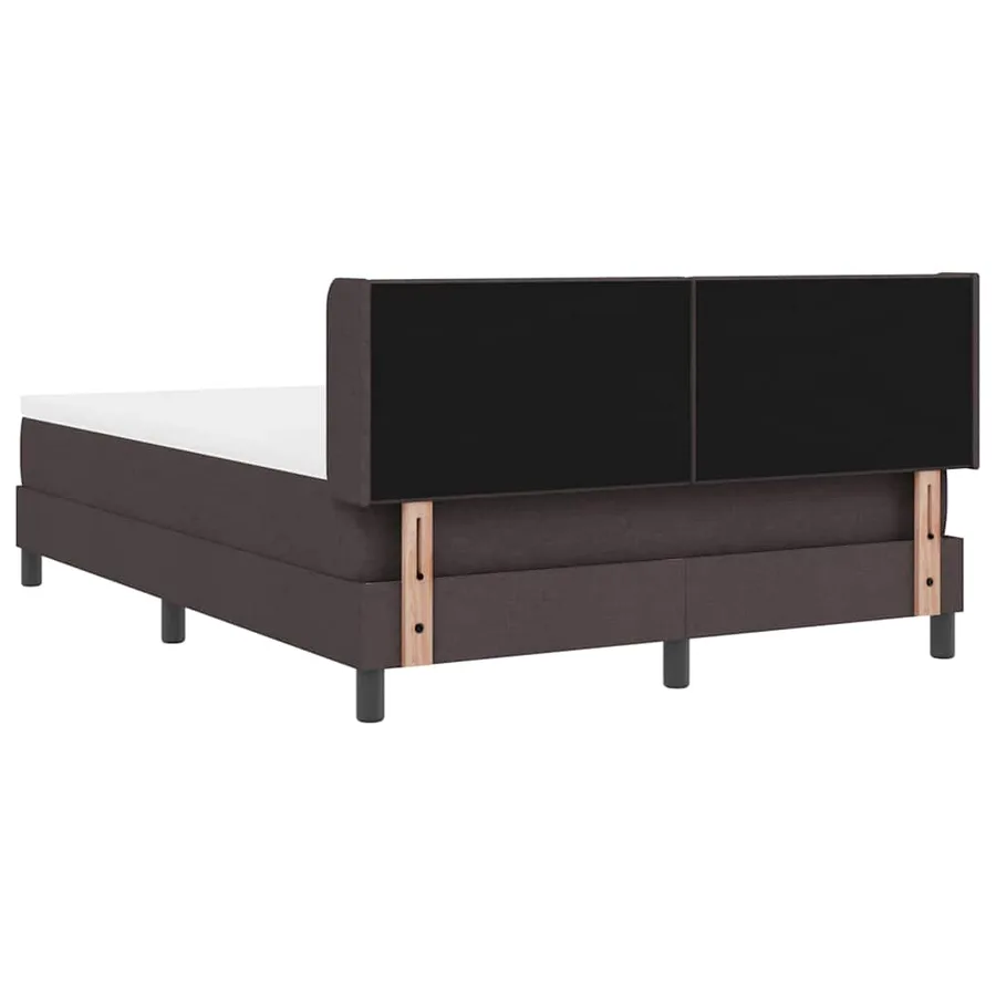 Lit à ressorts avec tête de lit Marron foncé 200 x 140 cm tissu - 9