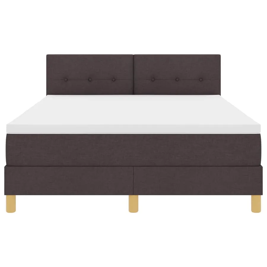 Lit à ressorts avec coussin Marron foncé 140 x 190 cm tissu - 7