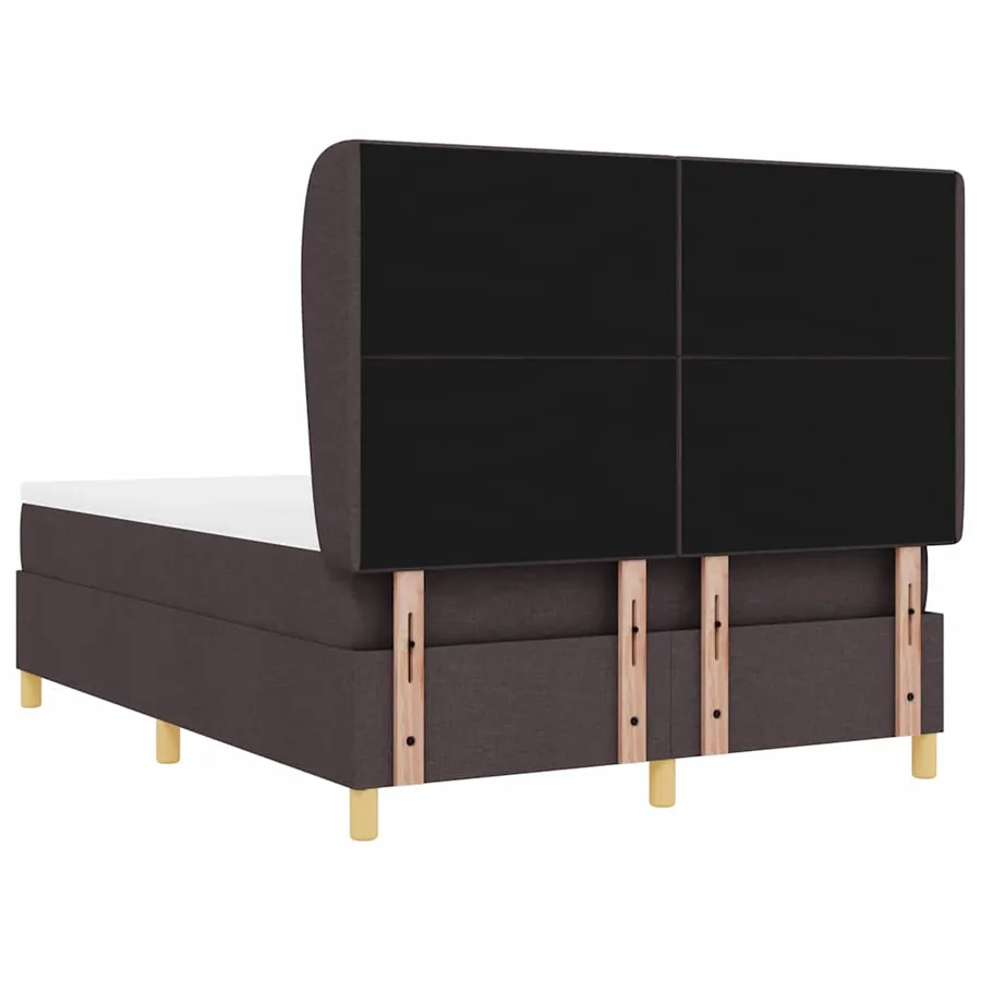 Lit à ressorts avec tête de lit Marron foncé 190 x 140 cm tissu - 9
