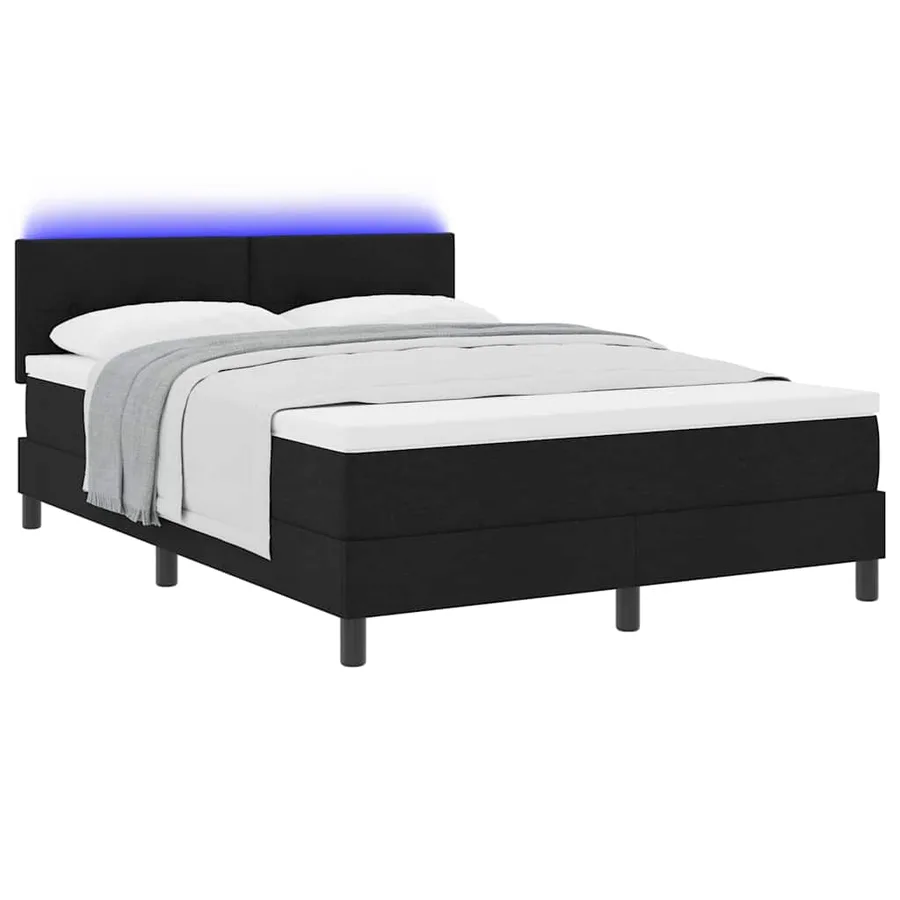 Lit à ressorts avec bandes LED Noir 160 x 200 cm tissu - 3