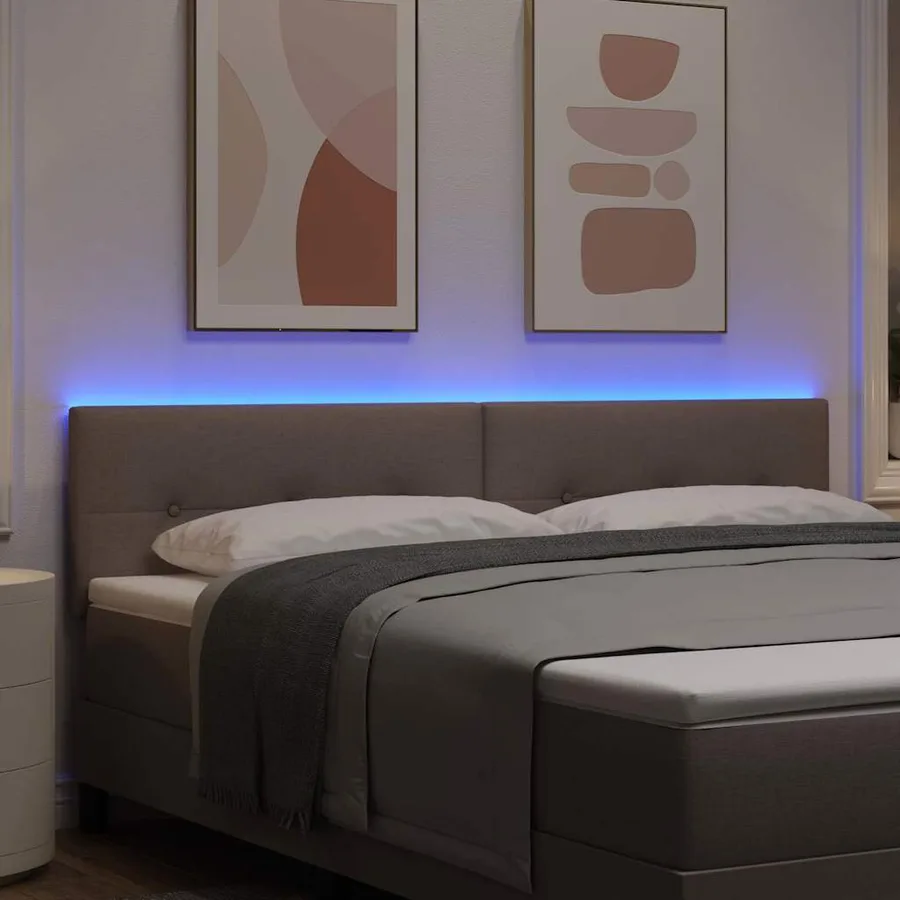 Tête de lit LED avec bandes LED Taupe 180 cm tissu - 4