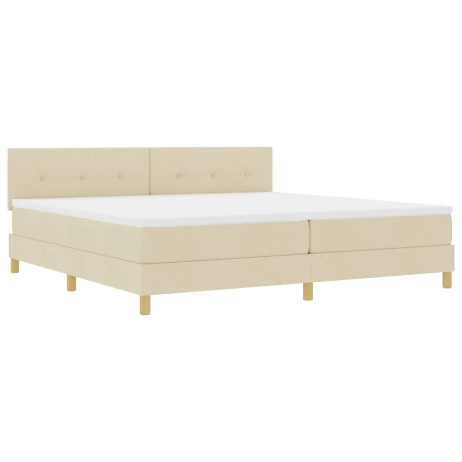 Lit à ressort LED avec coussin Crème 200 x 200 cm tissu - 2