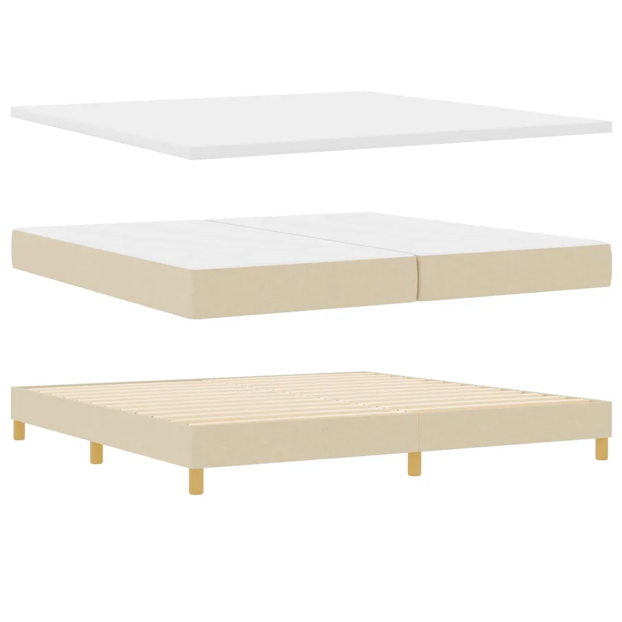 Lit à ressort LED avec coussin Crème 200 x 200 cm tissu - 6