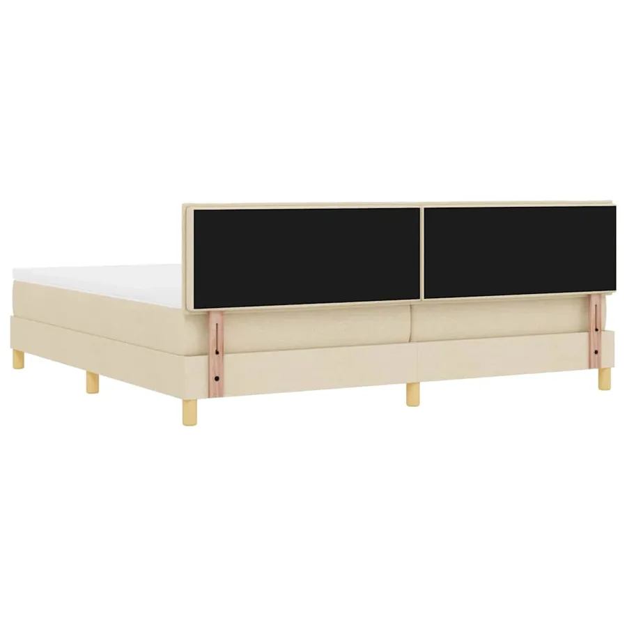 Lit à ressort LED avec coussin Crème 200 x 200 cm tissu - 8