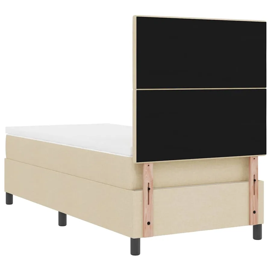 Lit à ressorts avec tête de lit Crème 100 x 200 cm tissu - 9