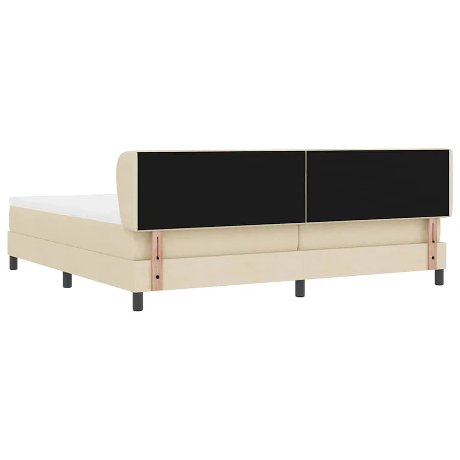 Lit à ressorts avec tête de lit Crème 200 x 200 cm tissu - 9