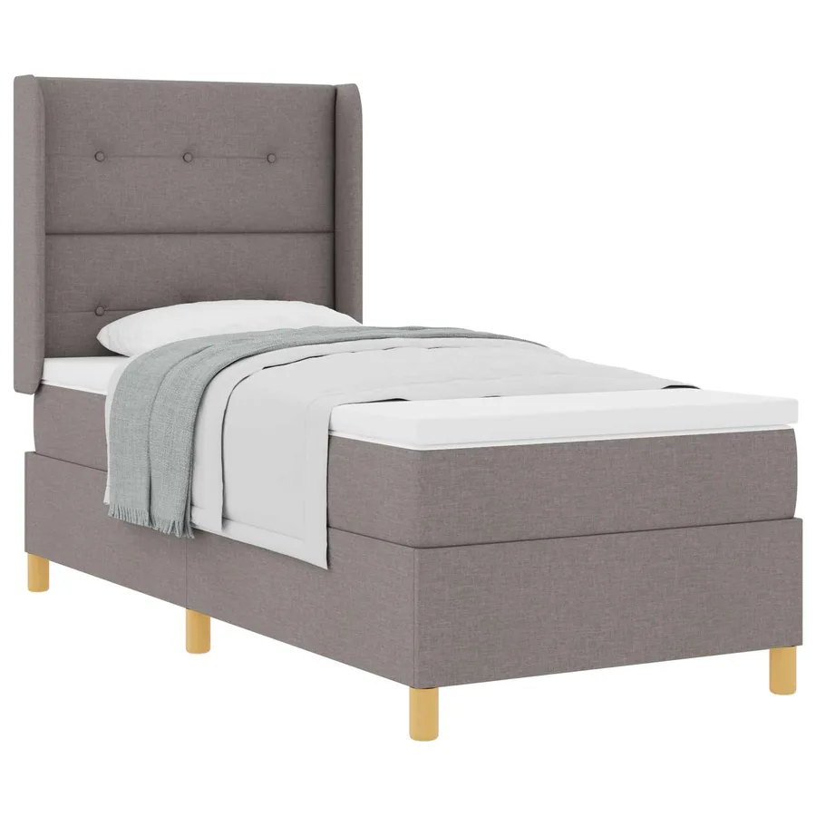 Lit à ressorts avec coussin Taupe 90 x 200 cm tissu - 2