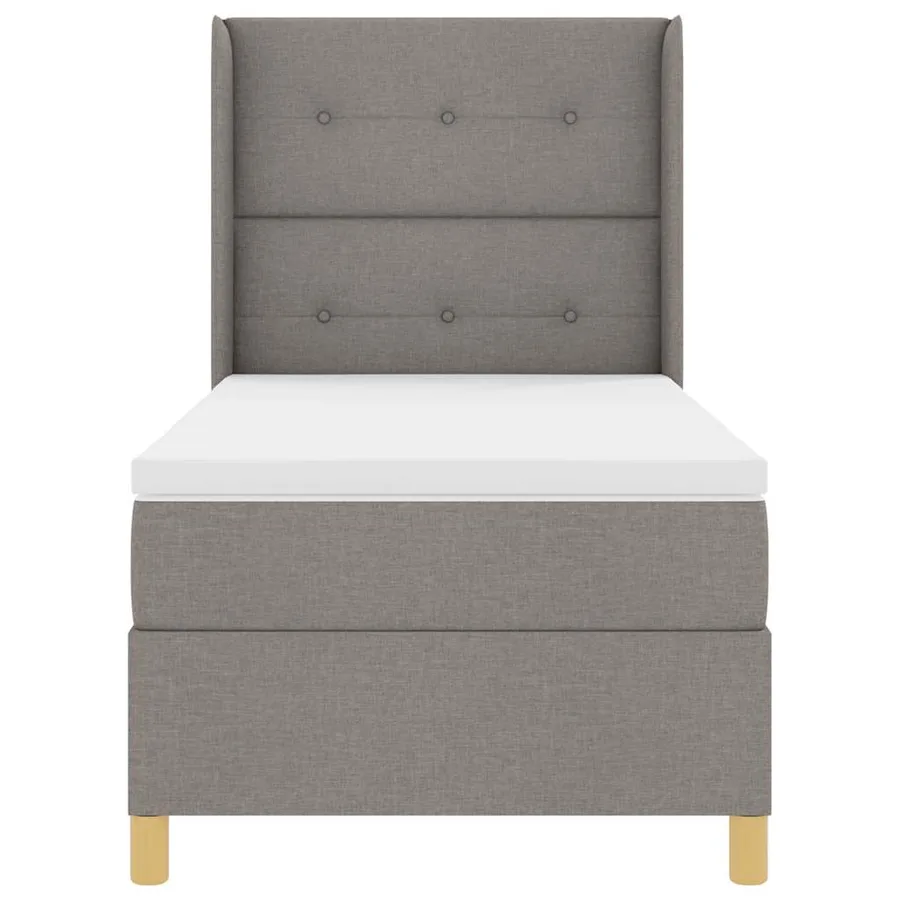 Lit à ressorts avec coussin Taupe 90 x 200 cm tissu - 6
