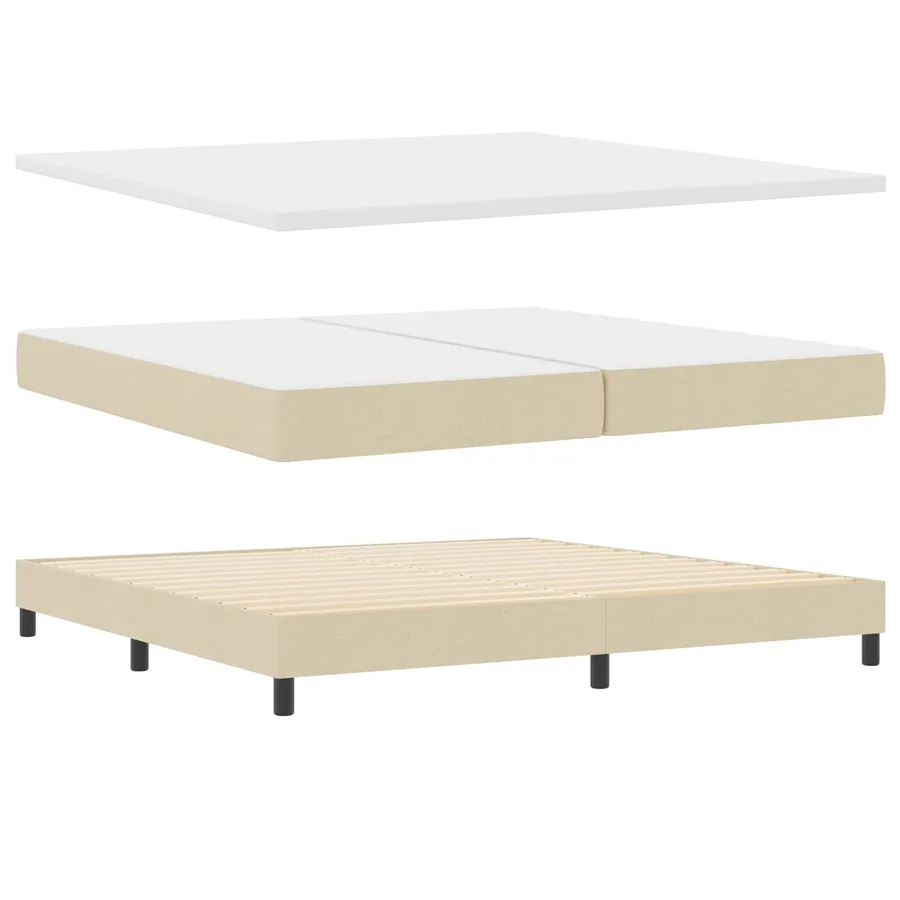 Lit à ressorts avec tête de lit Crème 200 x 200 cm tissu - 5