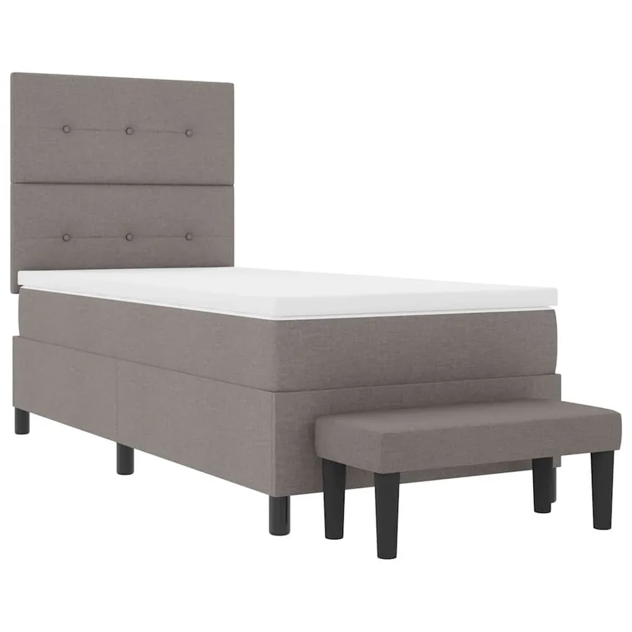 Lit à ressorts avec coussin Taupe 90 x 200 cm tissu - 7