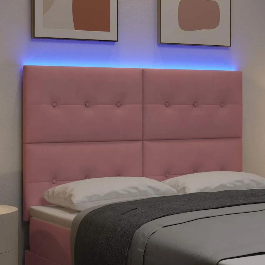 Tête de lit LED avec bandes LED Rose 160 cm Velours - 4