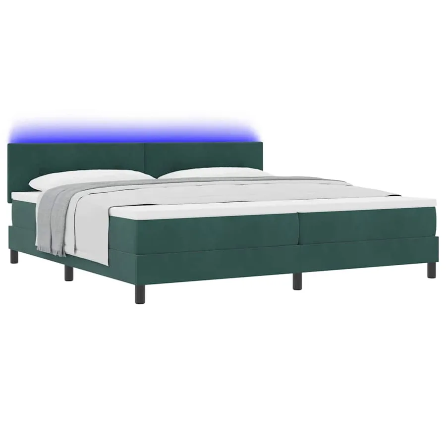 Lit à ressort LED Vert foncé 200 x 200 cm Velours - 3