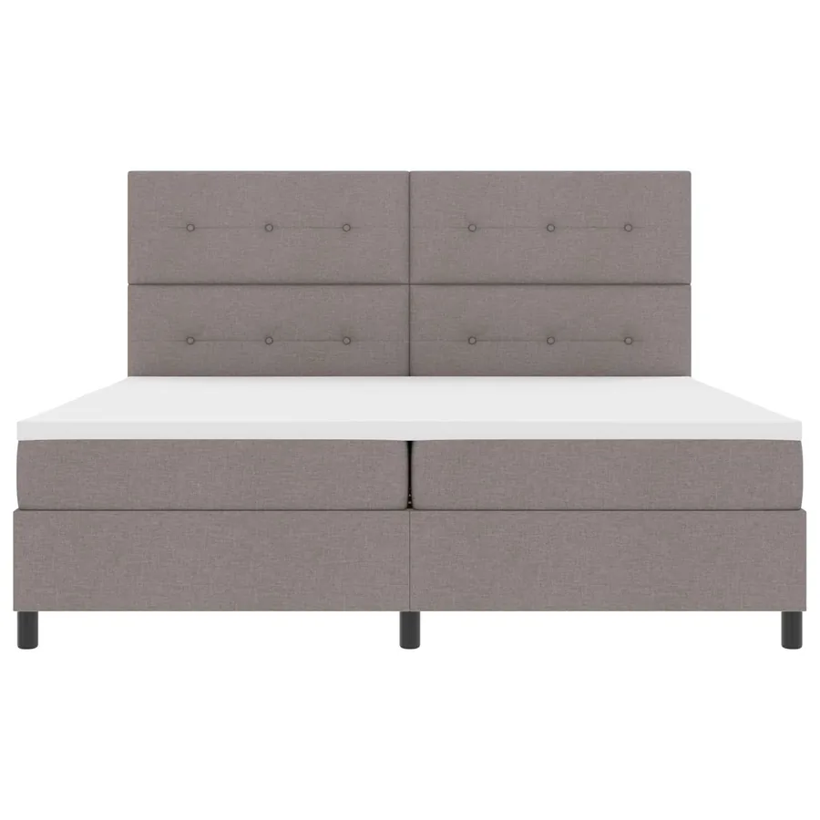 Lit à ressorts avec bandes LED Taupe 200 x 200 cm tissu