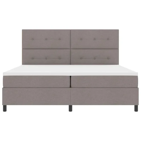 Lit à ressorts avec bandes LED Taupe 200 x 200 cm tissu