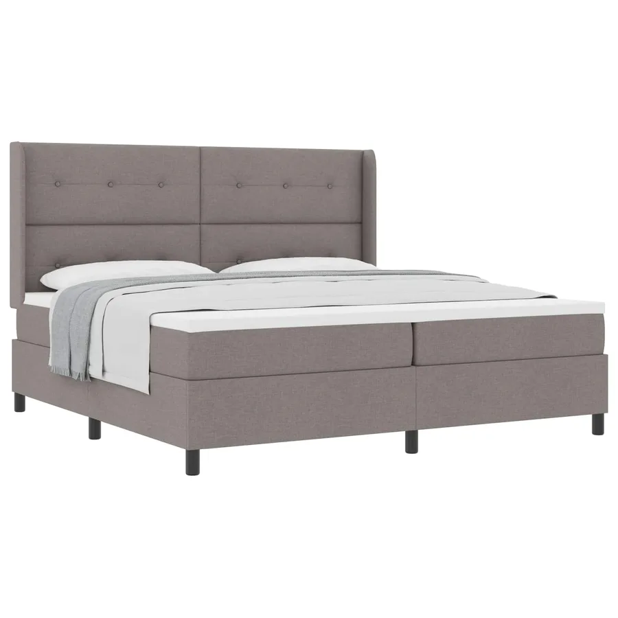 Lit à ressorts avec coussin Taupe 200 x 200 cm tissu - 2