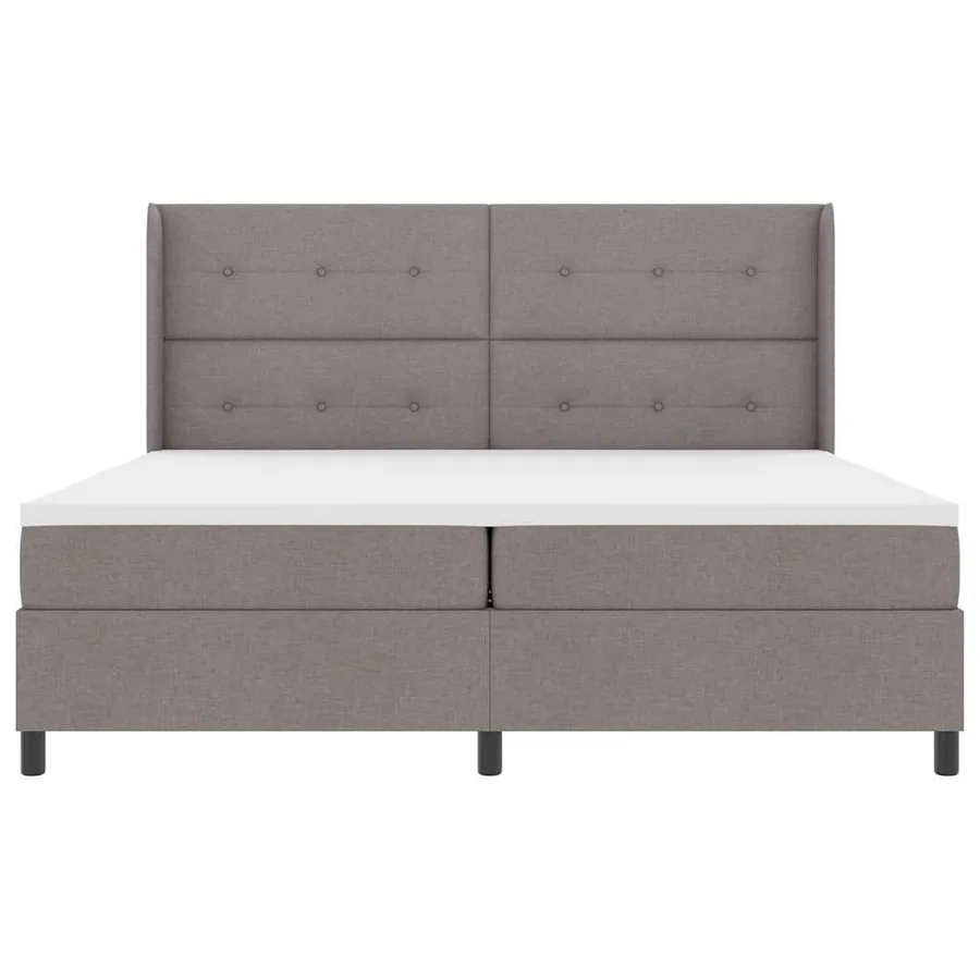 Lit à ressorts avec coussin Taupe 200 x 200 cm tissu - 7