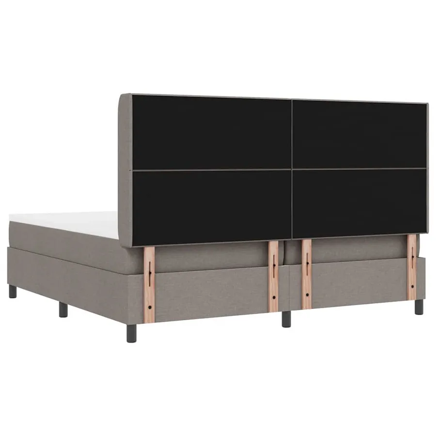 Lit à ressorts avec coussin Taupe 200 x 200 cm tissu - 9