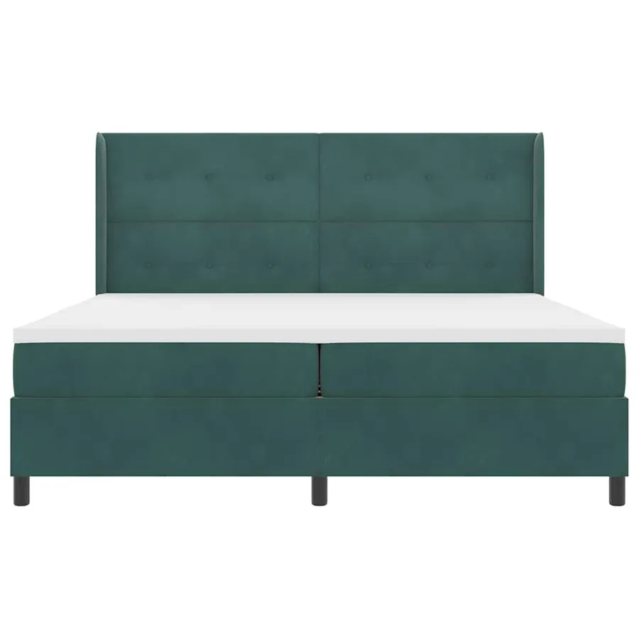 Lit à ressorts avec tête de lit Vert foncé 200 x 200 cm Velours - 7