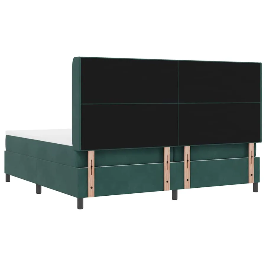 Lit à ressorts avec tête de lit Vert foncé 200 x 200 cm Velours - 9