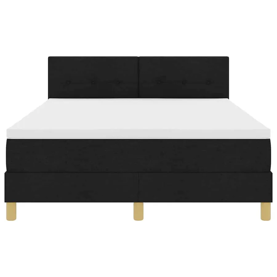 Lit à ressorts avec coussin Noir 140 x 200 cm tissu - 7