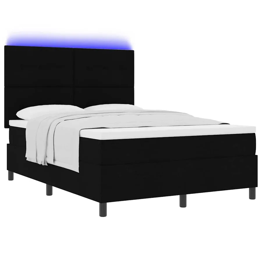 Lit à ressorts avec bandes LED Noir 140 x 200 cm tissu - 3