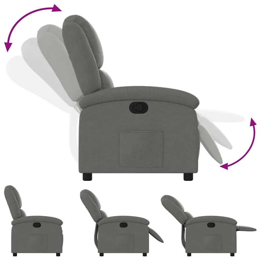 Fauteuil inclinable en tissu gris foncé - 6