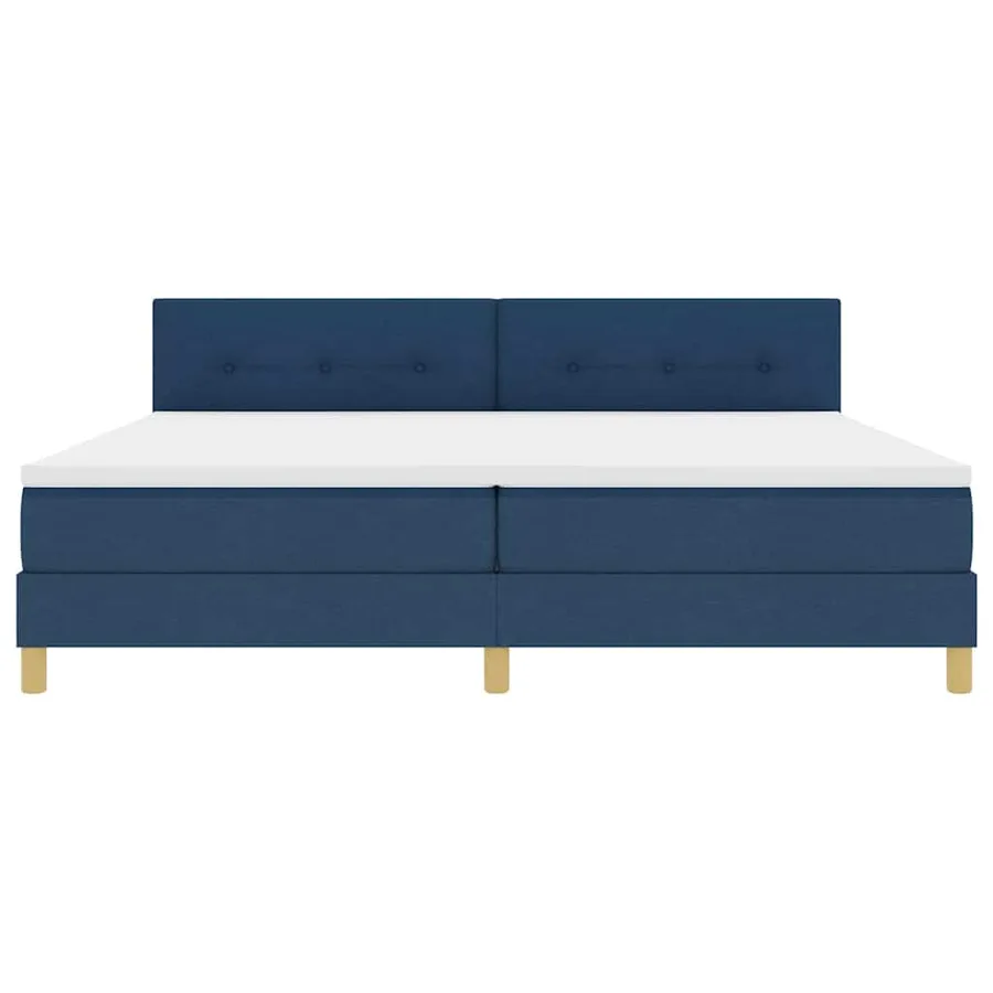 Lit à ressorts avec coussin Bleu 200 x 200 cm tissu - 7