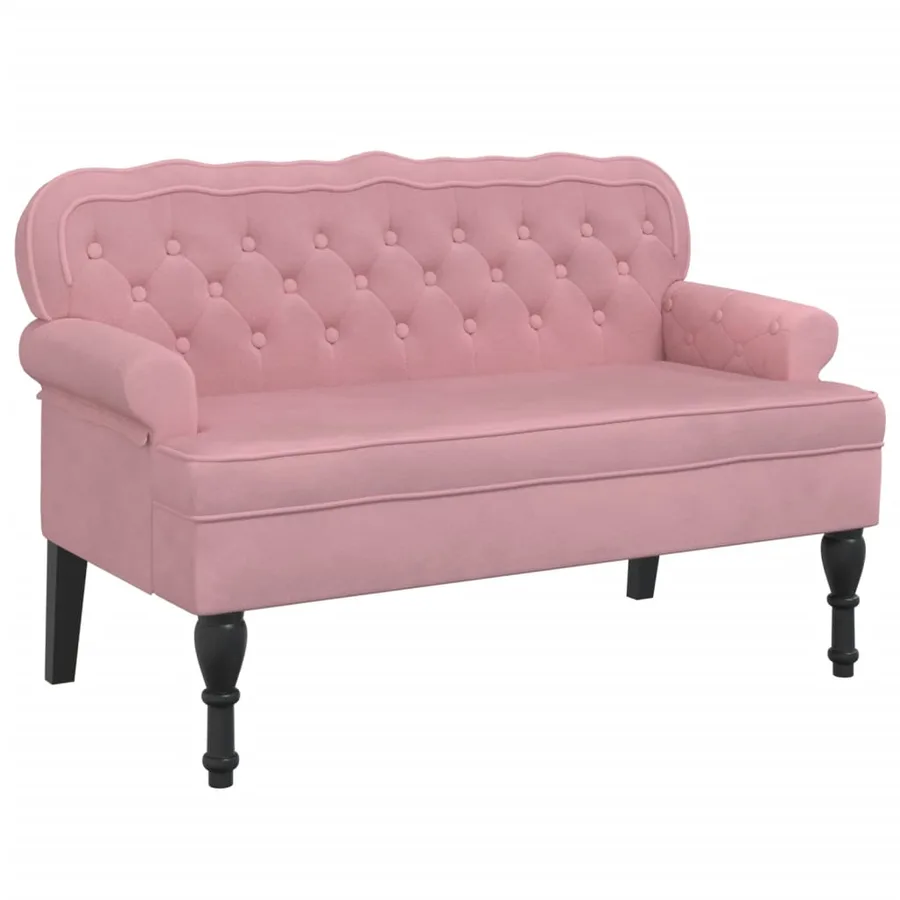 Banc avec dossier rose 119,5x64,5x75 cm velours - 2