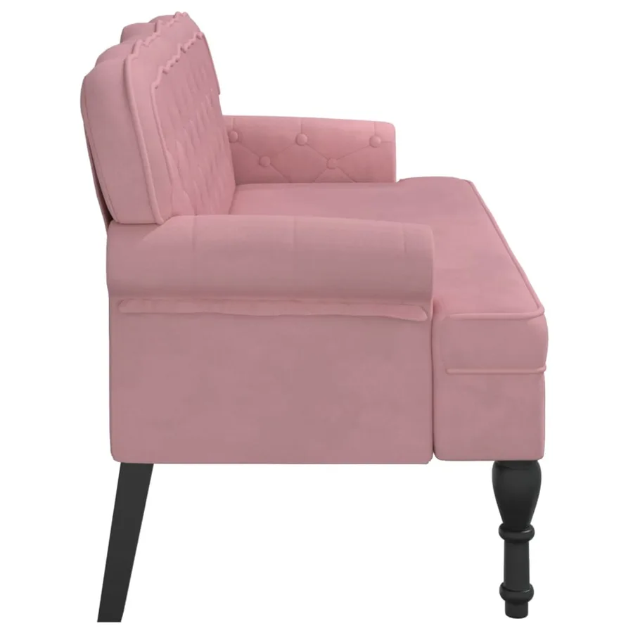 Banc avec dossier rose 119,5x64,5x75 cm velours - 4