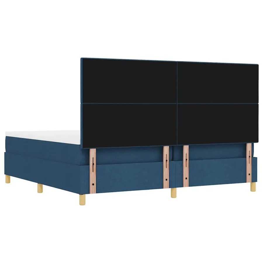Lit à ressorts avec tête de lit Bleu 200 x 200 cm tissu - 8