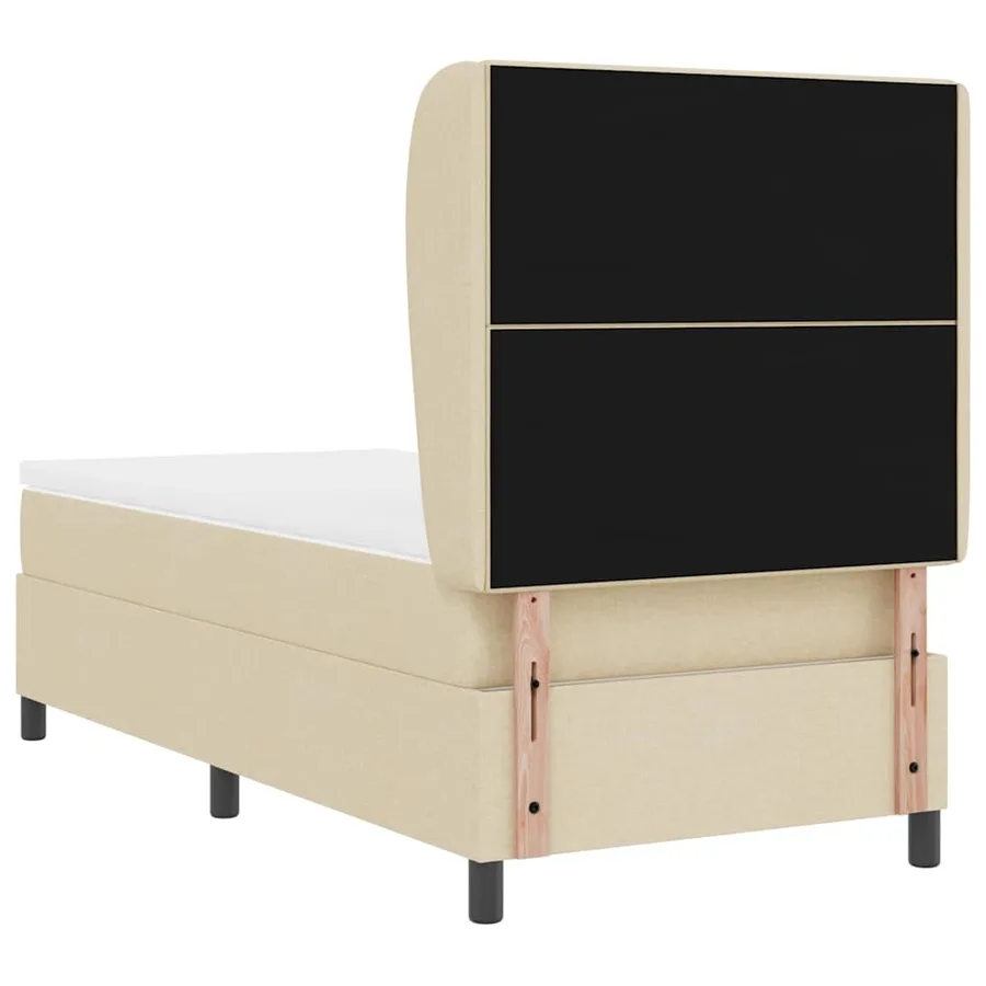 Lit à ressorts avec tête de lit Crème 80 x 200 cm tissu - 9