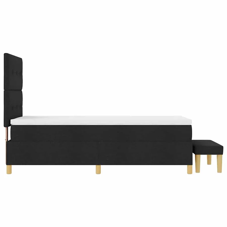 Lit à ressorts avec tête de lit Noir 200 x 80 cm tissu - 9