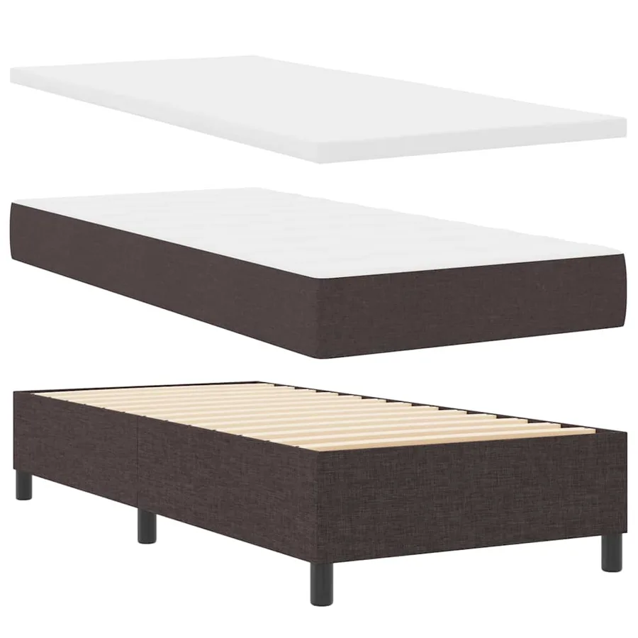 Lit à ressort LED Marron foncé 80 x 200 cm tissu - 6