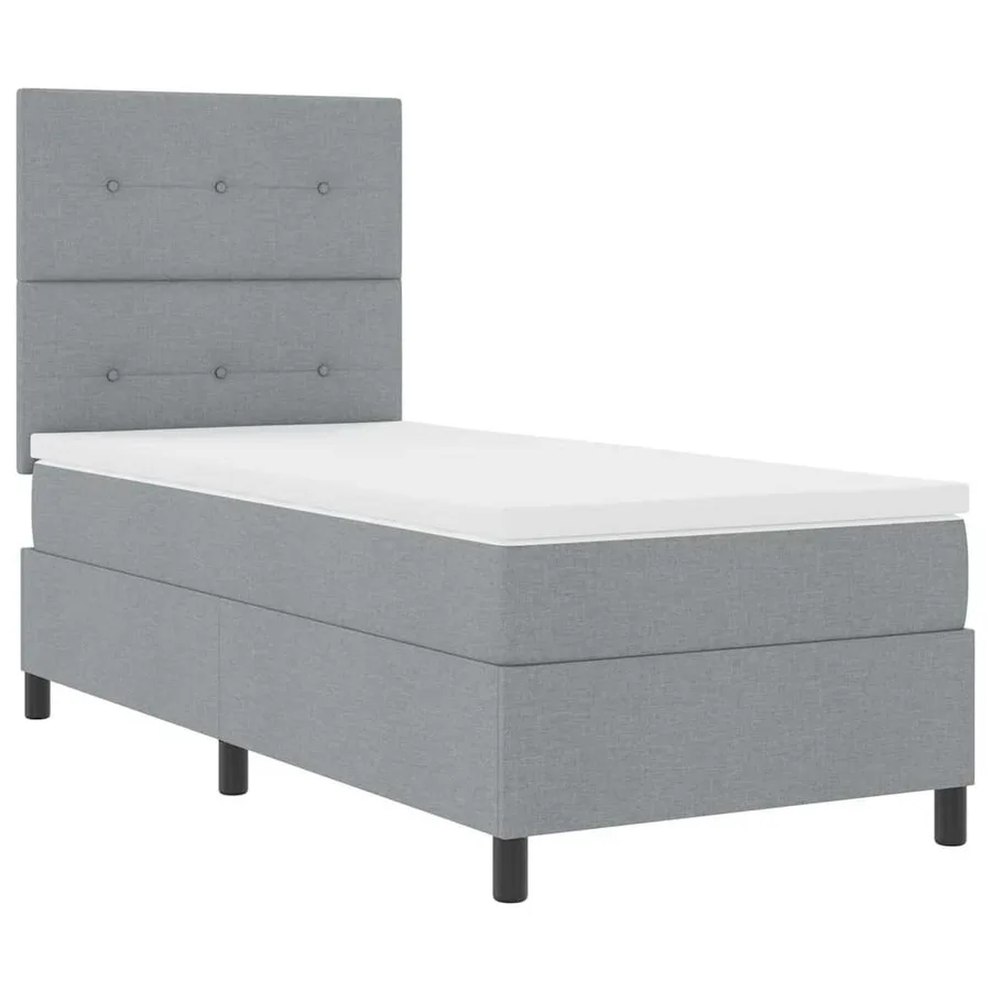 Lit à ressorts avec matelas Gris clair 80 x 200 cm tissu - 5