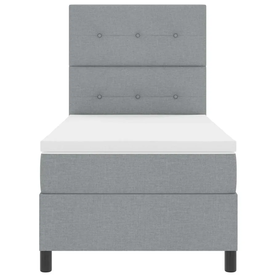Lit à ressorts avec matelas Gris clair 80 x 200 cm tissu - 7