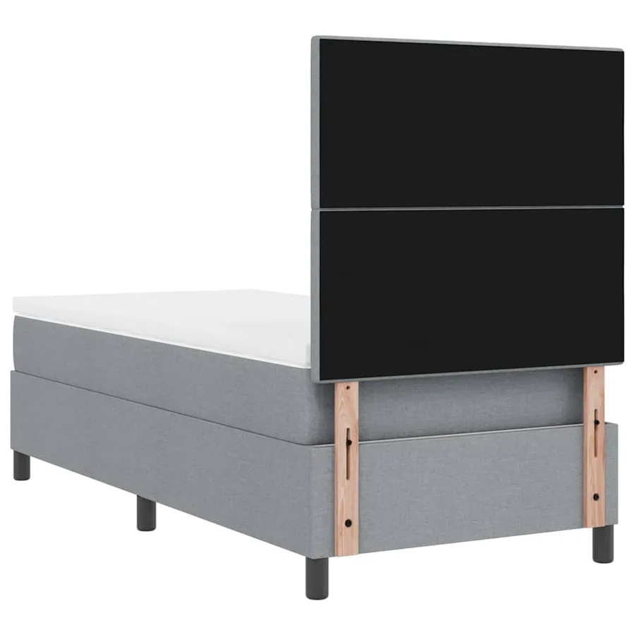Lit à ressorts avec matelas Gris clair 80 x 200 cm tissu - 9