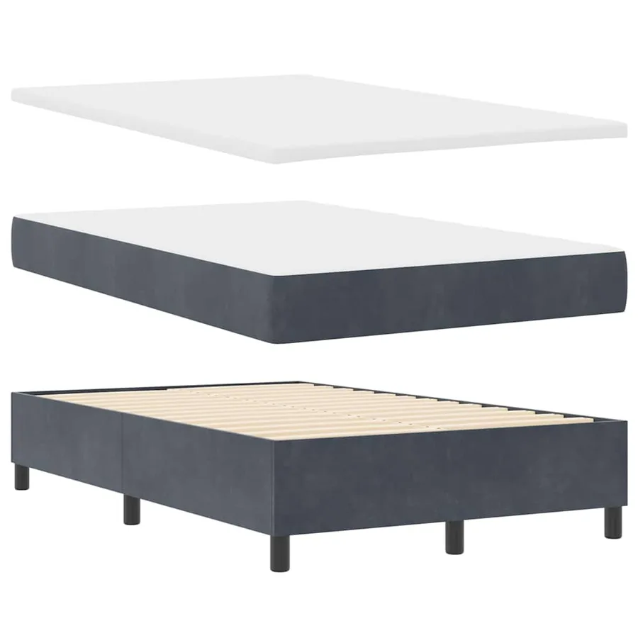 Lit à ressort LED Gris foncé 120 x 190 cm Velours - 7