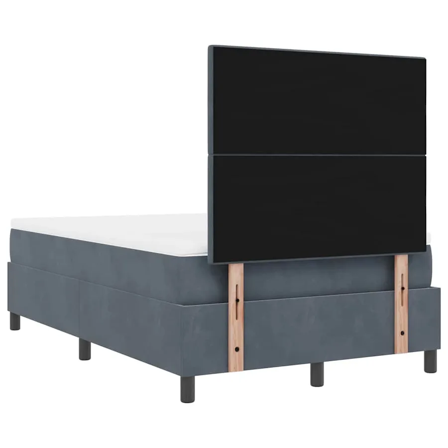 Lit à ressort LED Gris foncé 120 x 190 cm Velours - 8