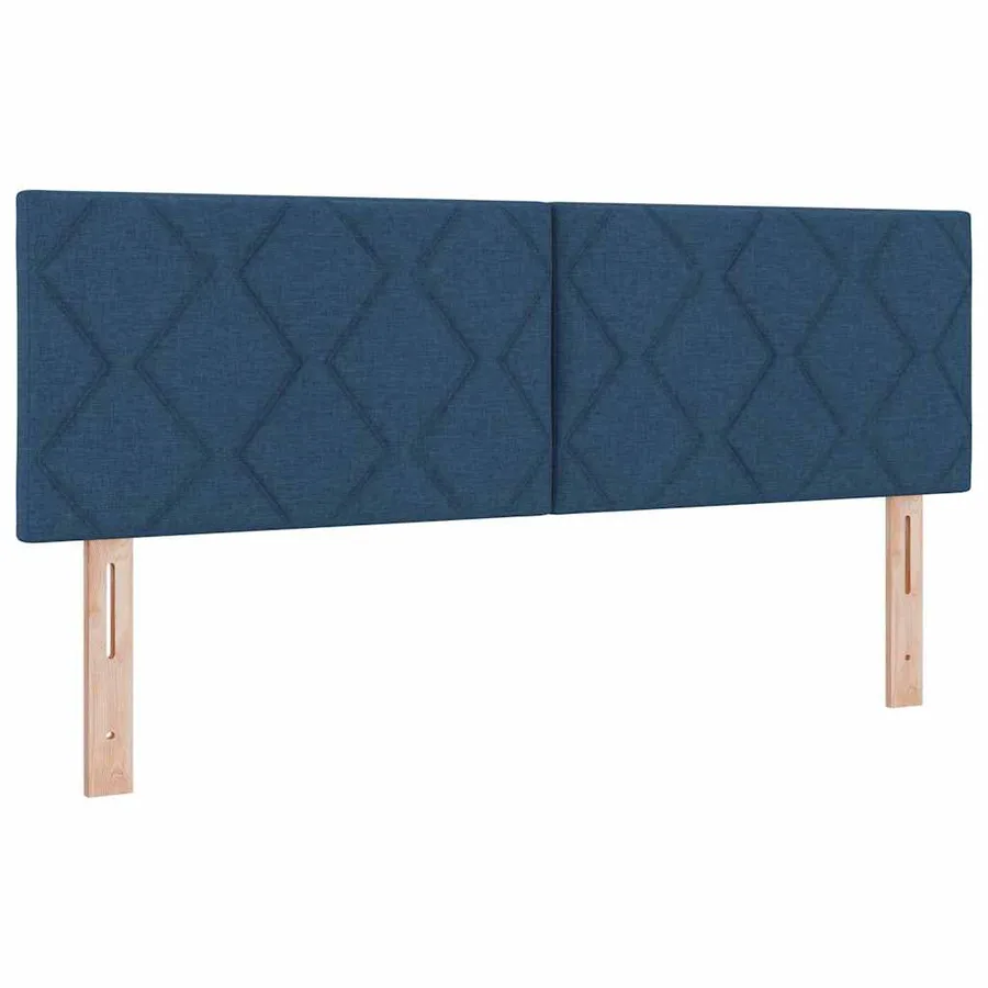 Lit à ressorts avec tête de lit Bleu 200 x 160 cm tissu - 4