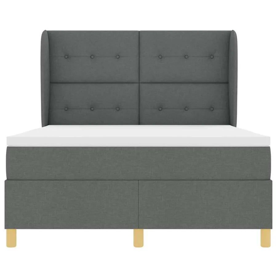 Lit à ressorts avec tête de lit Gris foncé 200 x 160 cm tissu - 7