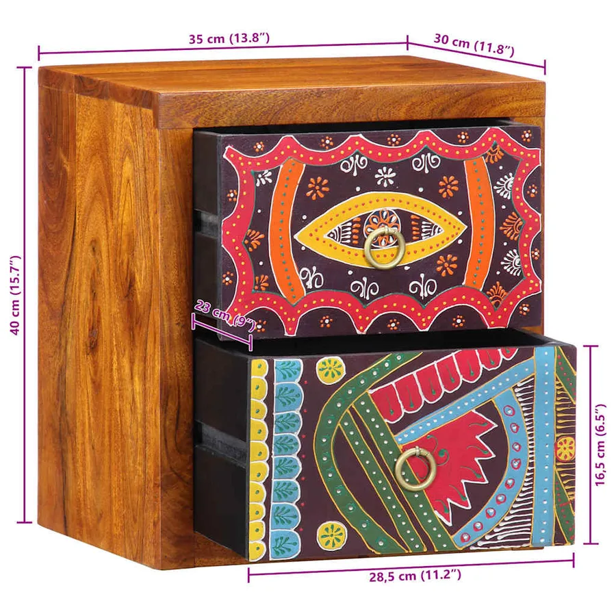 Cabinet de chevet avec tiroir 2 pcs Marron 35 x 30 x 40 cm - 14