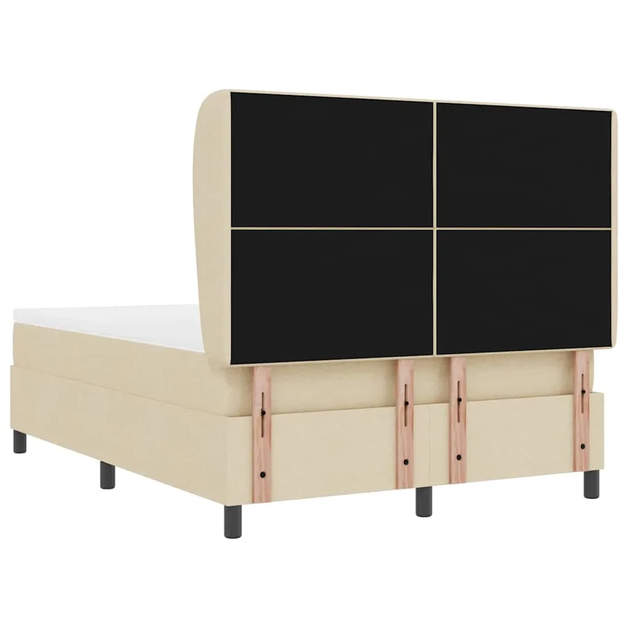 Lit à ressorts avec tête de lit Crème 140 x 190 cm tissu - 9