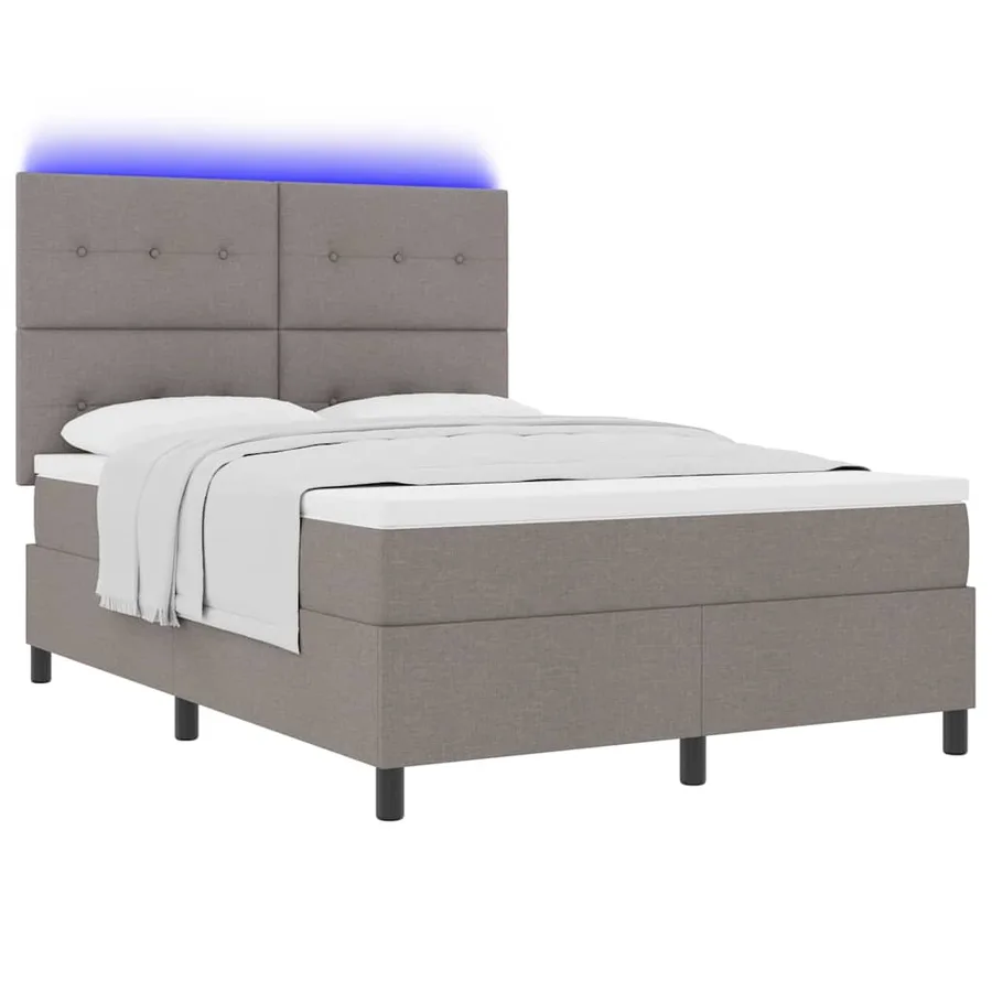 Lit à ressorts avec bandes LED Taupe 140 x 200 cm tissu - 3