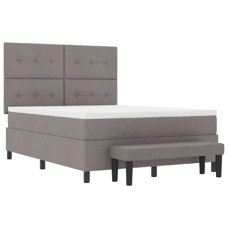 Lit à ressorts avec tête de lit Taupe 140 x 190 cm tissu - 7